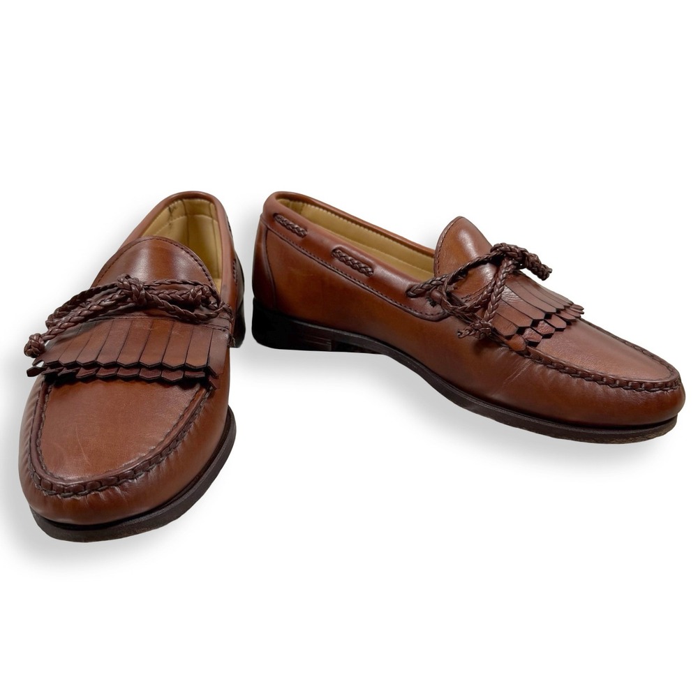 Allen Edmonds Brown Leather Kiltie Tassel Loafers Mens 8 EEE Dress Shoes Preppy